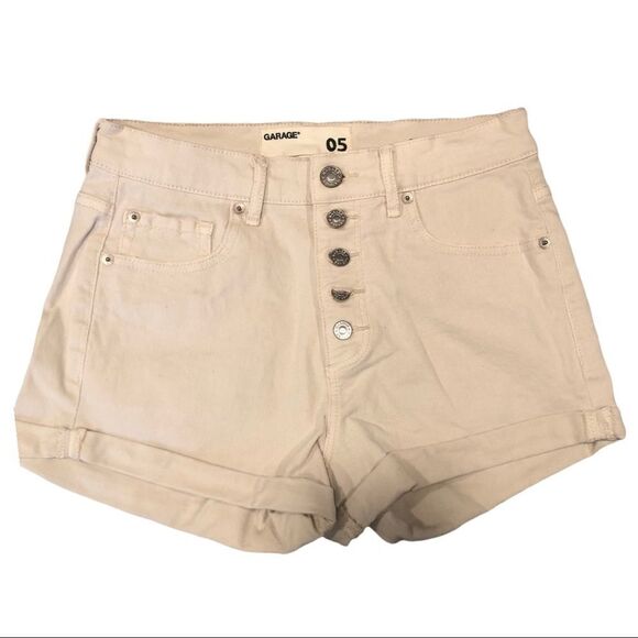 GARAGE SHORTS, RETRO High Waist Stretch, Cream Size 5 - Picture 1 of 9